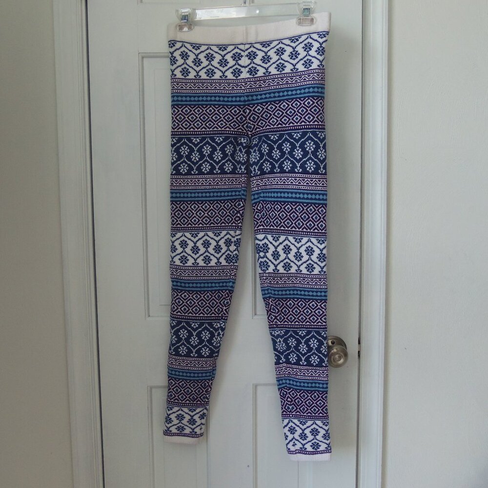 Knitty Kitty Sweater Leggings Blue and White sz S
